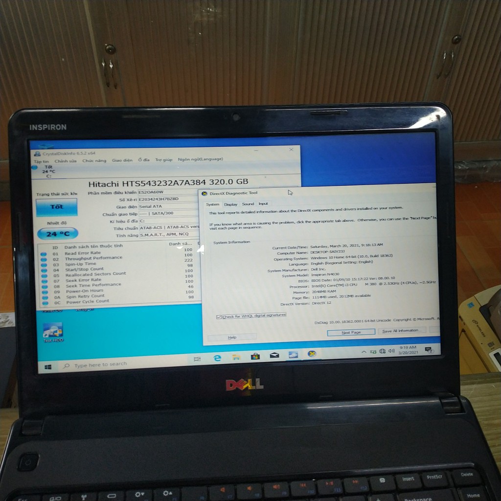 Laptop dell n4030 core i3 m380 4 CPU x2.5 , RAM 2GB ổ 320gb máy đẹp pin tốt | BigBuy360 - bigbuy360.vn