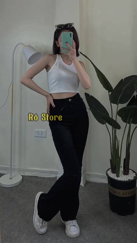 Quần bò ống loe/ Quần jean nữ lưng cao ôm dáng loe ống 2 màu xanh đen chất co giãn RÔ STORE QD44 | BigBuy360 - bigbuy360.vn