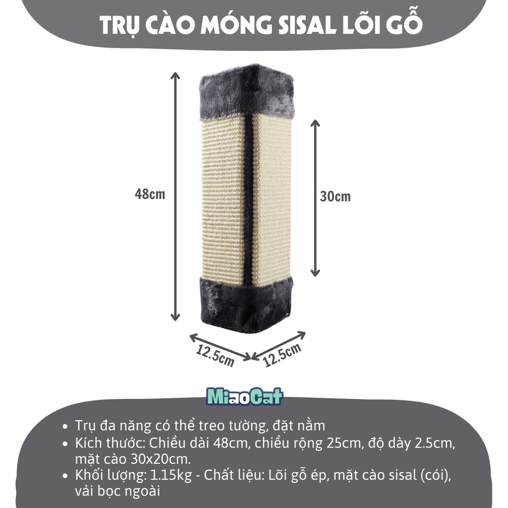 Trụ Cào Móng Treo Tường Chất Liệu Sisal Giúp Mèo Cào Móng Thư Giãn TCM003 MIAOCAT