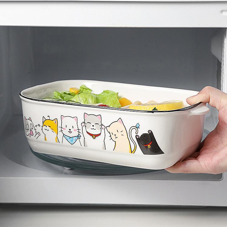 Hộp đựng cơm trưa bằng sứ có nắp đậy có thể dùng trong lò vi sóng dành cho học sinh