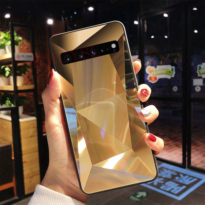 Ốp Điện Thoại Tráng Gương Họa Tiết Kim Cương 3D Sang Trọng Cho Samsung Galaxy S10 Plus S10 Lite S10+