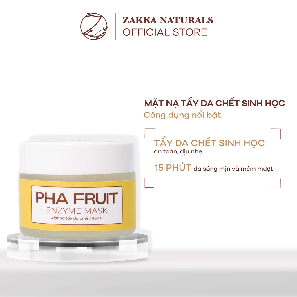 Mặt Nạ Enzyme Trái Cây Zakka Naturals Làm Sạch Mềm Da, Tẩy Tế Bào Chết PHA Fruit Enzyme Mask 40g