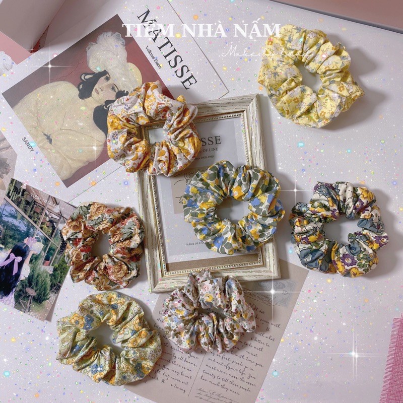 🎀 CỘT TÓC SCRUNCHIES VẢI HOA HOT NHẤT MÙA HÈ - [ Nhà Nấm handmade ]