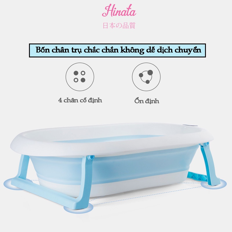 Bồn tắm gấp gọn có nhiệt kế cho trẻ em HINATA - Tặng kèm phao tắm ngôi sao BT14