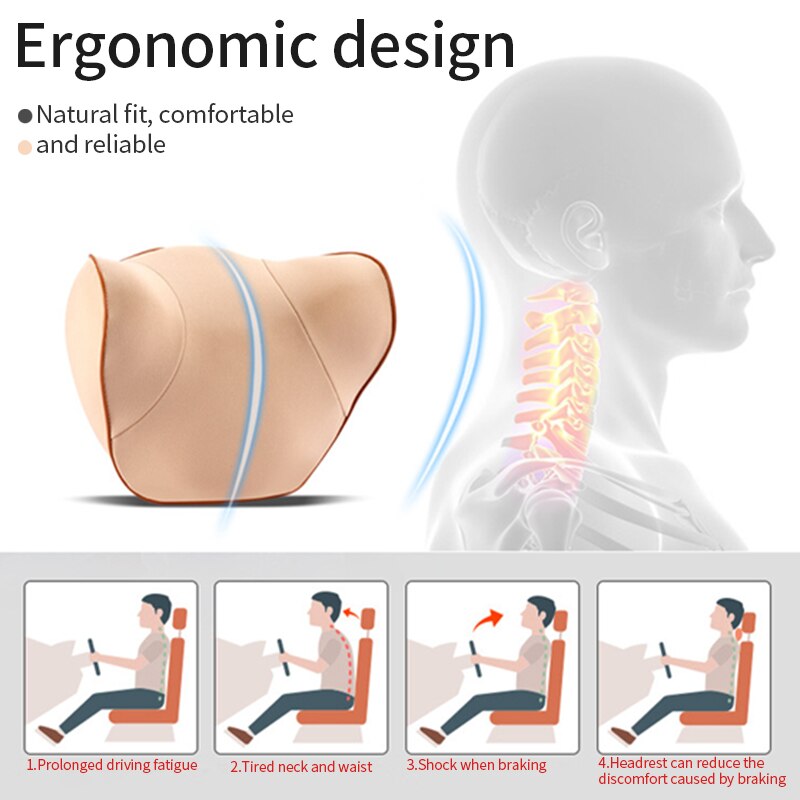 Gối tựa đầu/ Gối tựa lưng xe hơi SEAMETAL xốp hoạt tính làm giảm mệt mỏi thoáng khí tiện lợi
