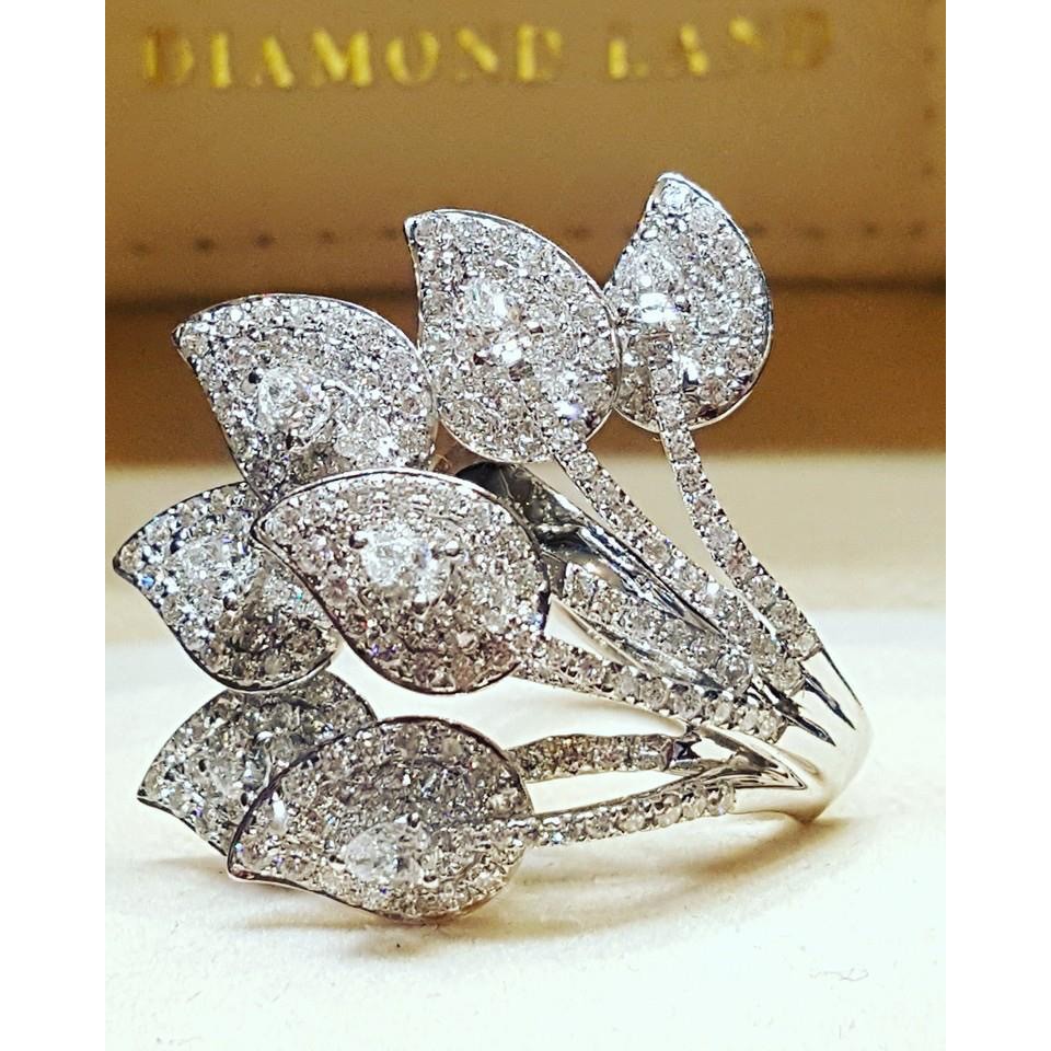 Nhẫn đính đá zircon hình chiếc lá sáng tạo phong cách Âu Mỹ thời trang sang trọng