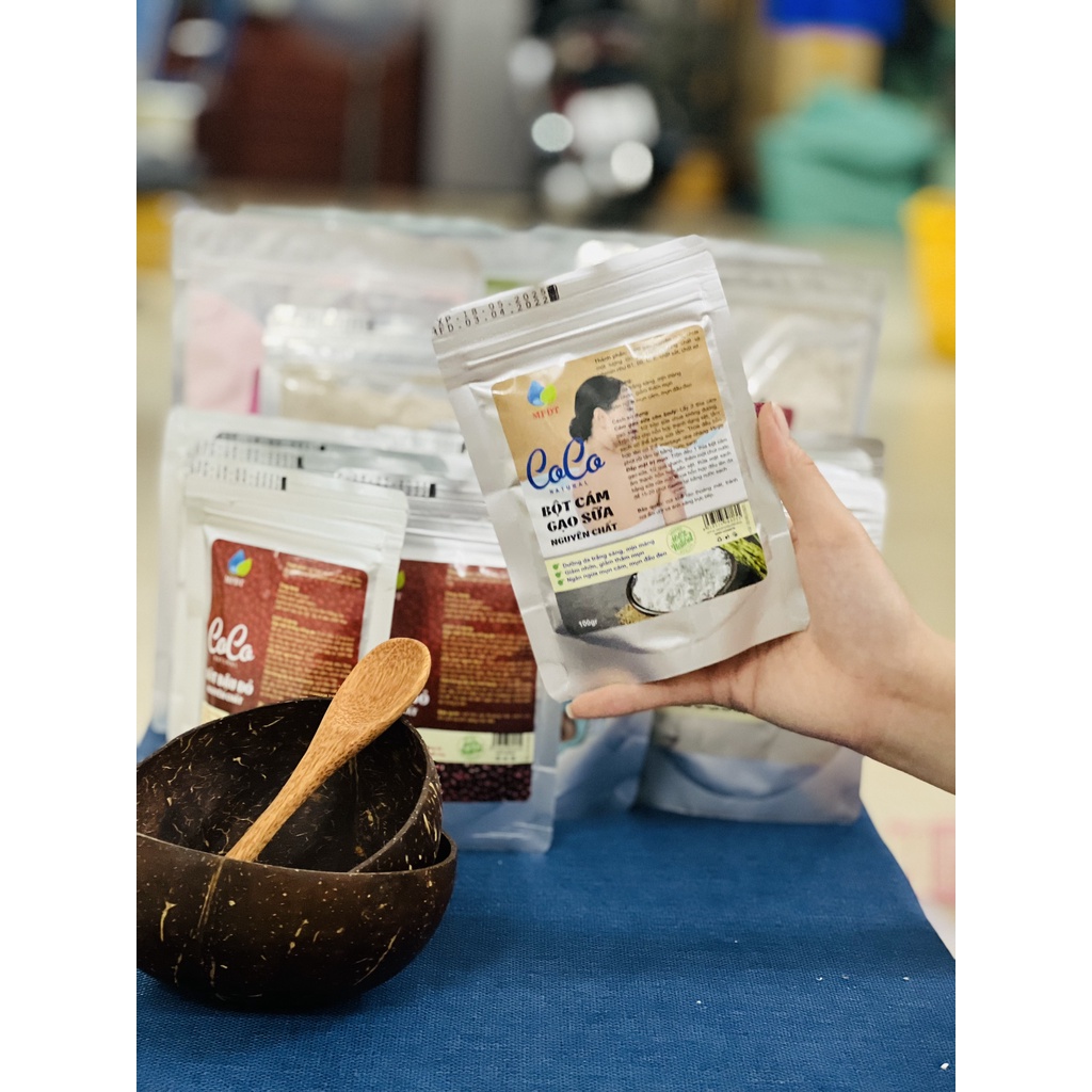 Bột cám gạo sữa hữu cơ CoCo nguyên chất làm đẹp dưỡng da bột cám gạo sữa non rửa mặt tẩy da chết cho da