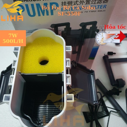 Bộ Lọc Bể Cá Sobo SF-550F (7W-500L/H) - Lọc Treo 3 trong 1 Cho Bể Cá Để Bàn