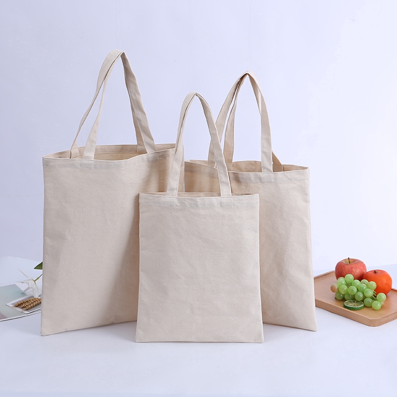 Creamy White Canvas Shopping Bags,Foldable Reusable Fabric Bag,Shoulder Top Eco Bag