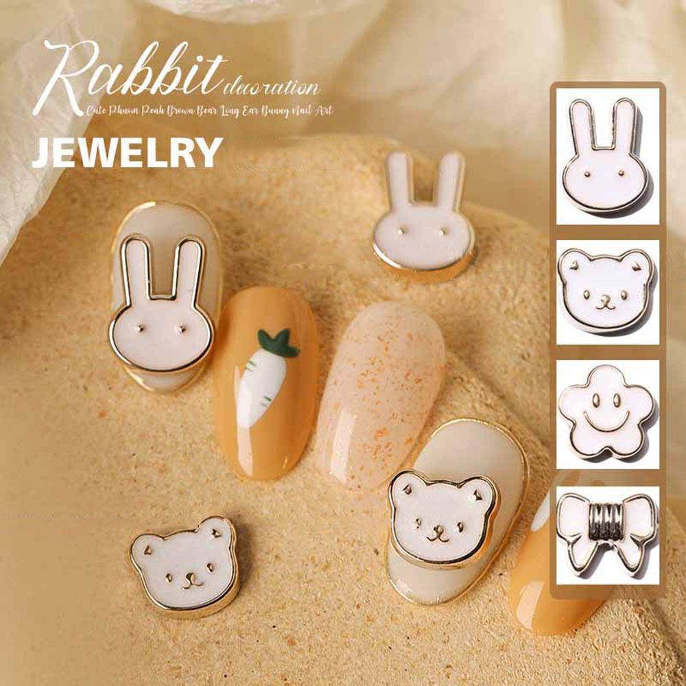 Set 10 Phụ Kiện Trang Trí Móng Tay Nghệ Thuật Hình Gấu / Thỏ Hoạt Hình Phnom Penh Bằng Kim Loại
