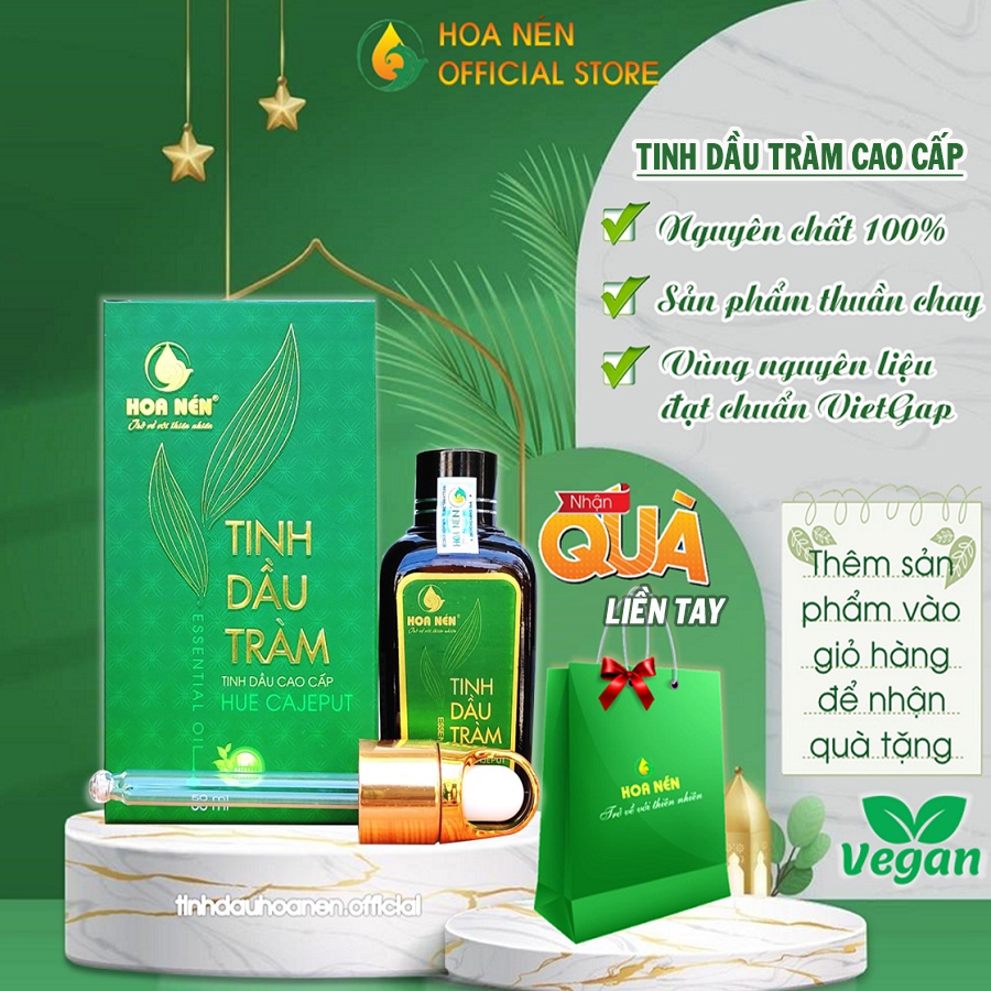 Tinh dầu tràm nguyên chất Hoa Nén - Dòng sản phẩm cao cấp 10ml/25ml/50ml - Đạt tiêu chuẩn VIETGAP