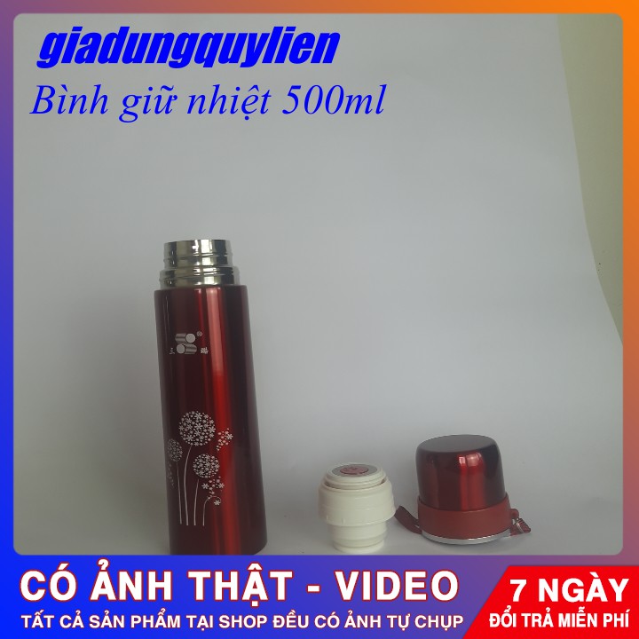 [Hình Thật 100%] Bình Giữ Nhiệt Chất Lượng Cao 500ml Ruột Inox An Toàn, Giữ Được Đồng Thời Nóng Và Lạnh Trên 6 Tiếng