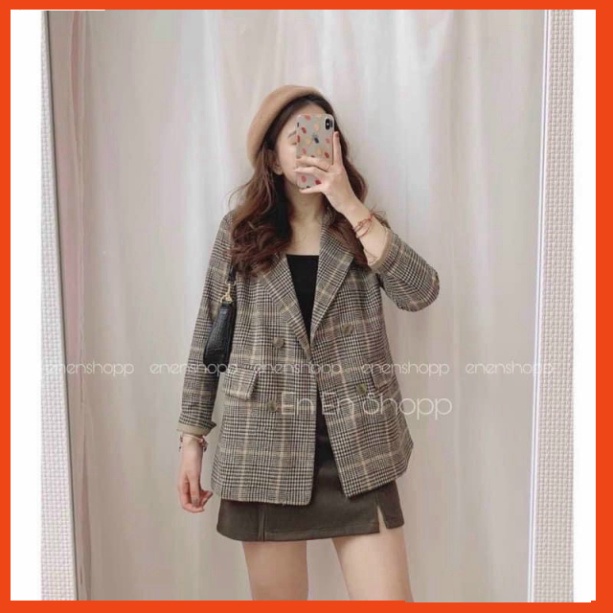 Áo blazer dạ kẻ blazer loại 1 freeship50k