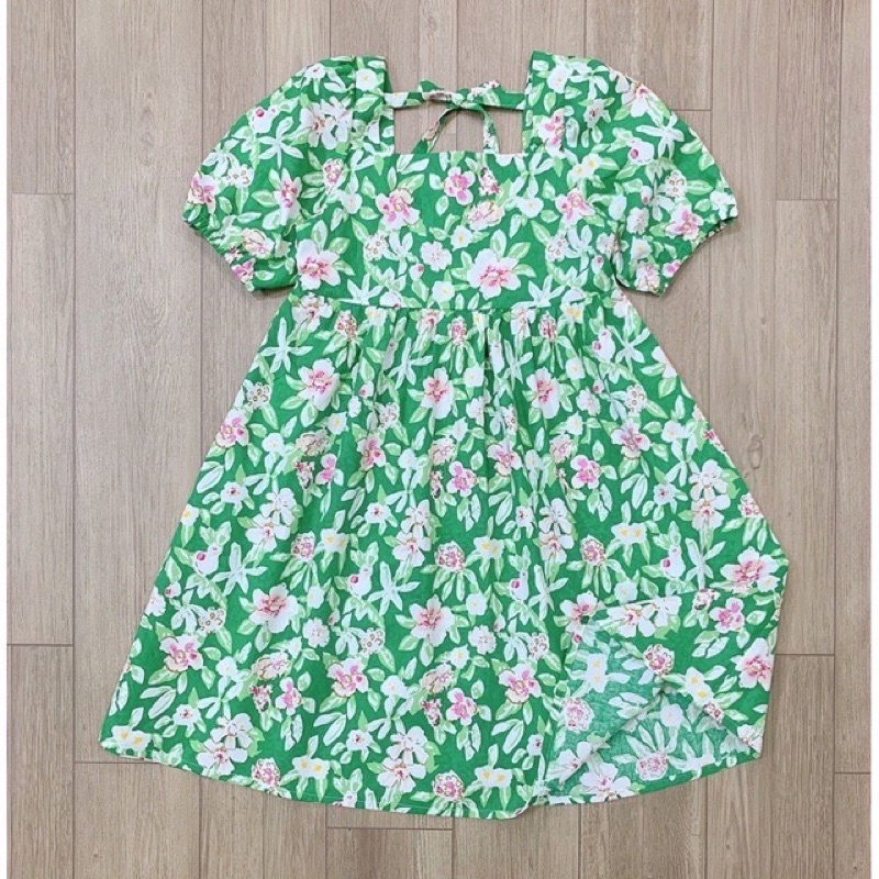 vải thô cotton may váy cho bé siêu xinh hoa dây xanh lá