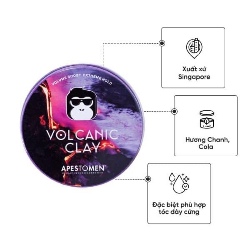 Sáp Vuốt Tóc Nam Không Khô Tóc Volcanic Clay, Sáp Vuốt Tóc Nam Cao Cấp Không Rít Tóc