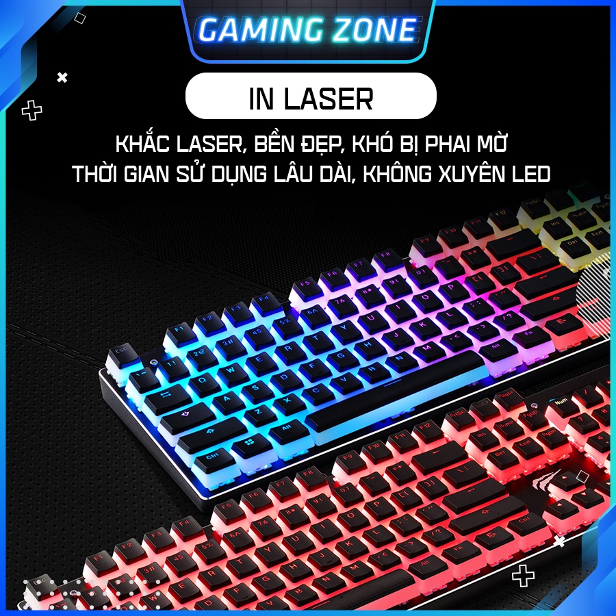 Keycap bàn phím cơ Pudding nhựa PBT xuyên LED 108 phím siêu đẹp