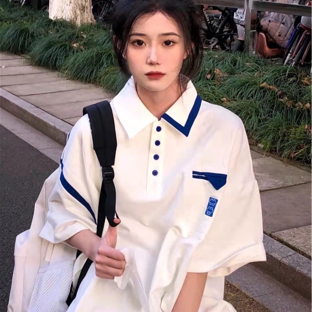 Áo Thun Polo Tay Ngắn Dáng Rộng Phong Cách Thể Thao Thời Trang Mùa Hè Cho Nữ