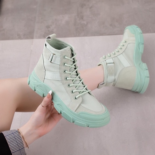 Giày bốt nữ cao Martin Canvas Boots💥Giay vải bốt nữ Hàn Quốc phong cách