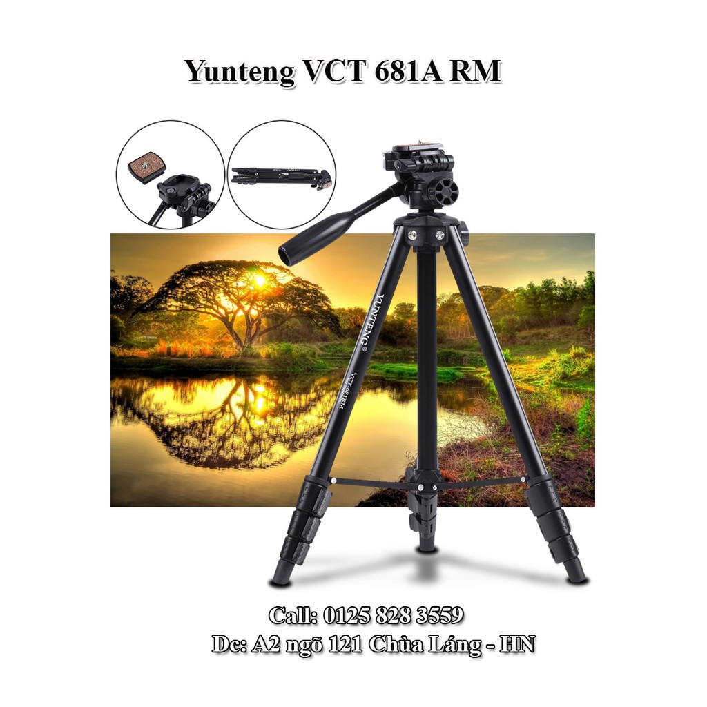 Chân máy ảnh chuyên nghiệp Yunteng VCT 681A RM - Tripod #Hàng Chính Hãng#