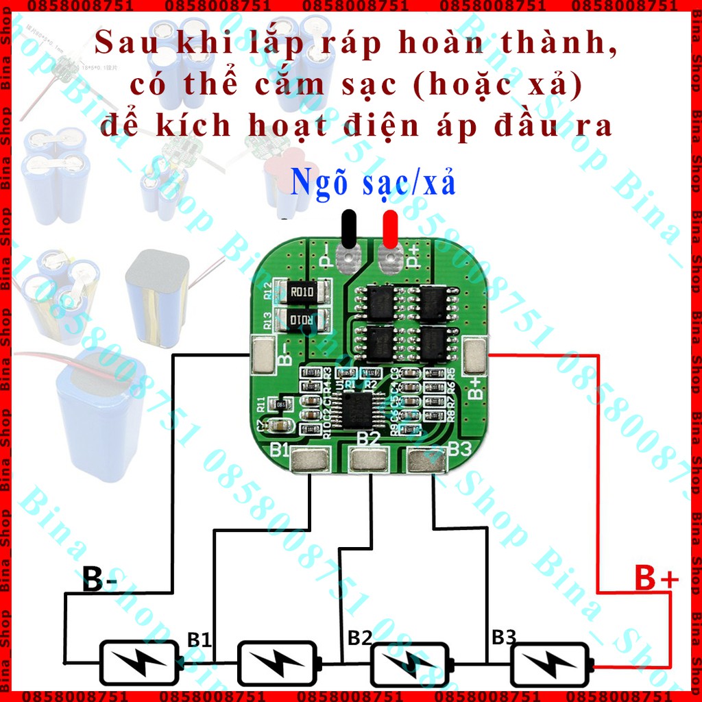 Mạch sạc bảo vệ pin 18650 4S 20A 14.8V/16.8V