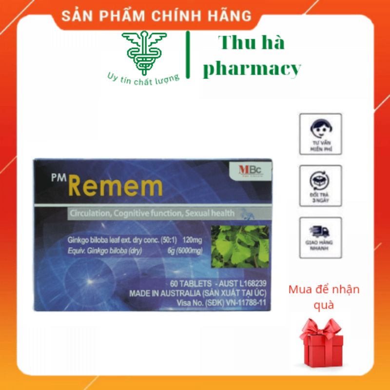 GINKO BILOBA EXTRACT 120mg - Viên uống tăng cường tuần hoàn não PM REMEM nhập khẩu từ Úc