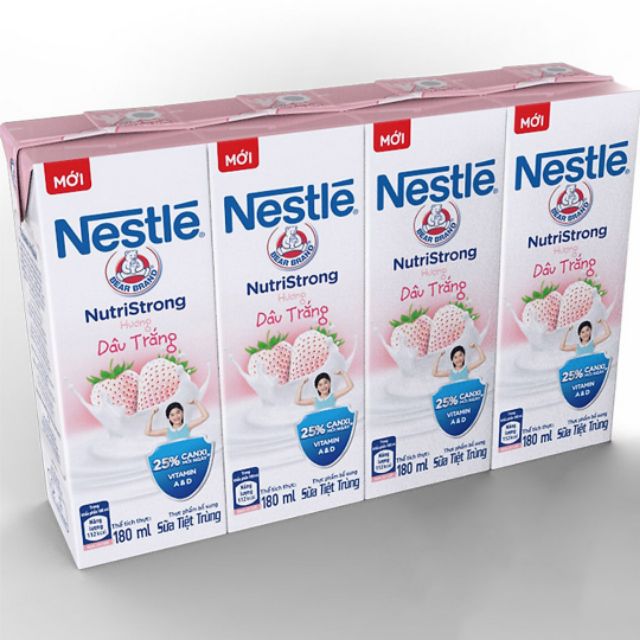 Lốc 4 sữa nước Nestlé dâu trắng