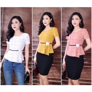 Áo sơ mi peplum đính hoa NK(NKSM1907023)