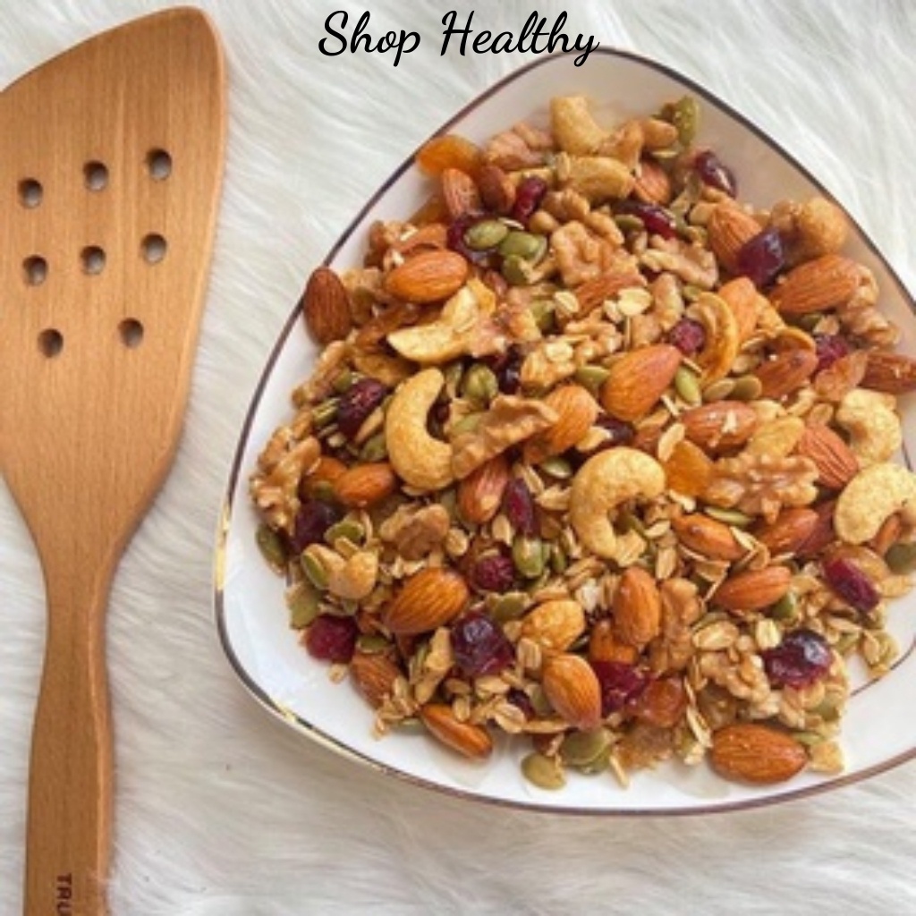 Granola siêu hạt dinh dưỡng mix  loại đặc biệt hộp 500g  các vị ăn kiêng eatclean