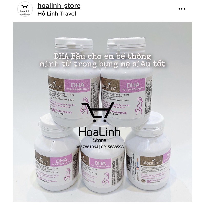 Bio Island DHA bầu 60v - có phụ thu shopee