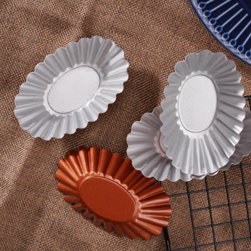 Khuôn Thép Carbon Hình Oval Làm Bánh Tart Trứng / Muffin Tái Sử Dụng Tiện Lợi