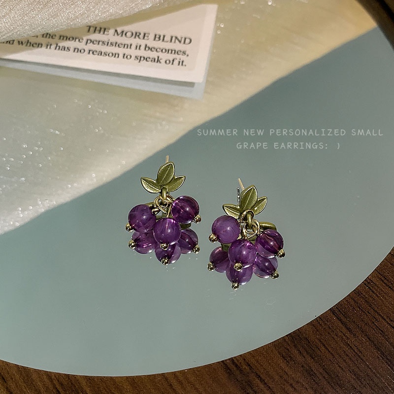 Khuyên Tai Đính Đá Tím Thời Trang Hàn Quốc Đơn Giản