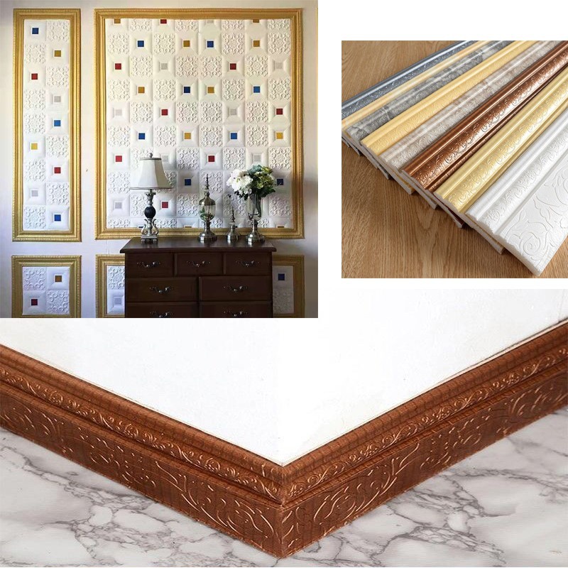 230cm*8cm 3DSkirting line Waist line Wallpaper Frame Self Adhensive Waterproof
