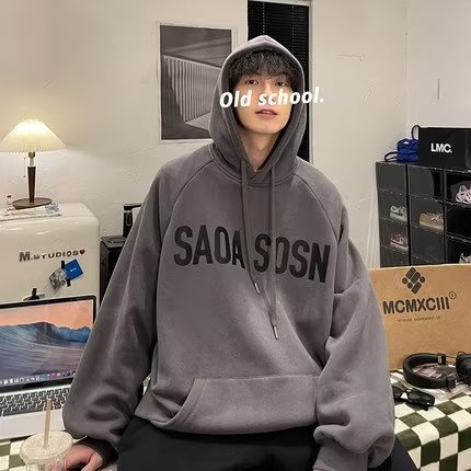 Áo Hoodie Dài Tay Dáng Rộng In Chữ Cá Tính Dành Cho Nam / Size M-5XL