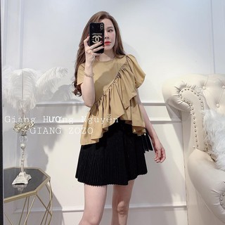 Áo bèo nâu vạt lệch sexy