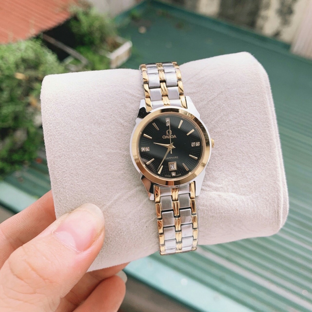 Đồng Hồ Nữ omega Sapphire OM037 ĐEN Máy Pin Nhật Chống Xước Tuyệt Đối