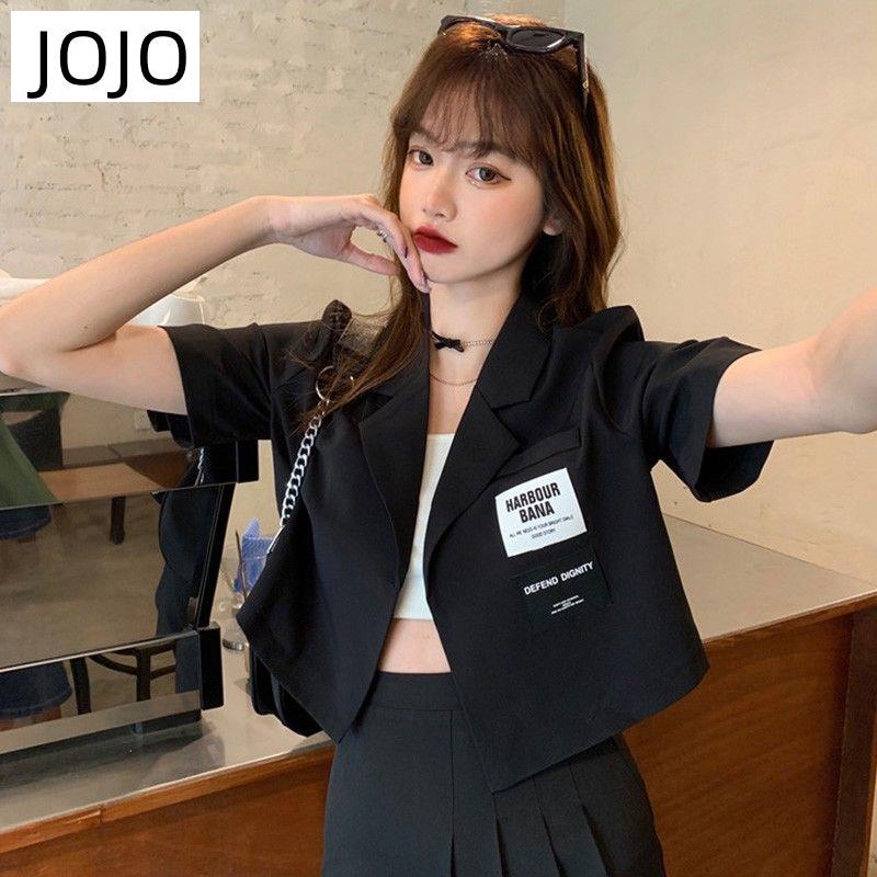 Áo Khoác Vest Tay Ngắn Dáng Rộng Màu Đen Phong Cách Hàn Quốc Thời Trang Mùa Hè Cho Nữ