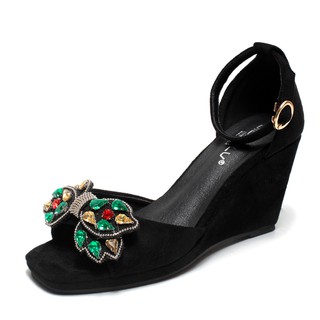 Sandal đế xuồng nơ đá 201119 (Hàng oder chuẩn hình 100%)