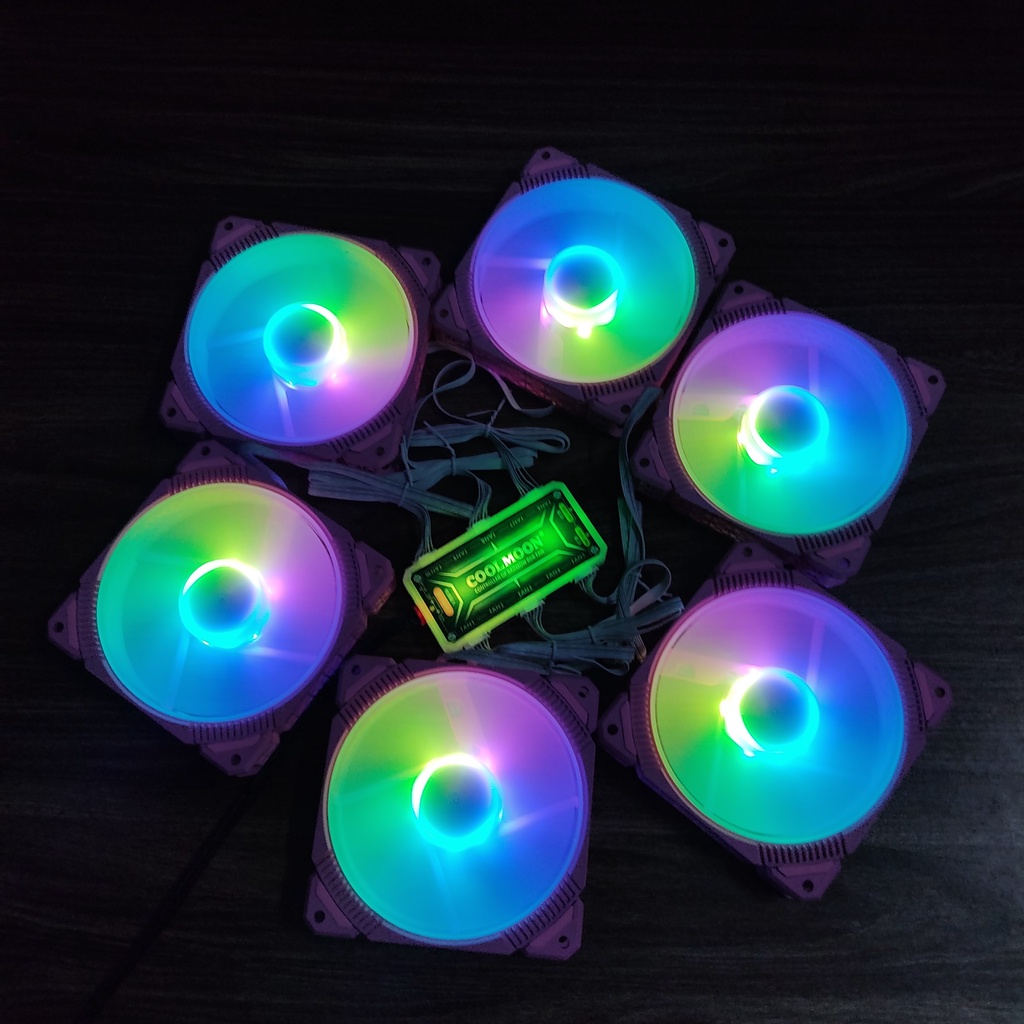 Bộ 6 quạt tản nhiệt làm mát máy tính, Fan Case , Fan led Pink P1 RGB, đồng bộ màu với Hub Quạt Coolmoon