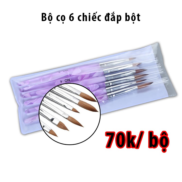 ( Nail giá rẻ ) Các mẫu cọ cơ bản Set cọ đặp bột 6 chiếc