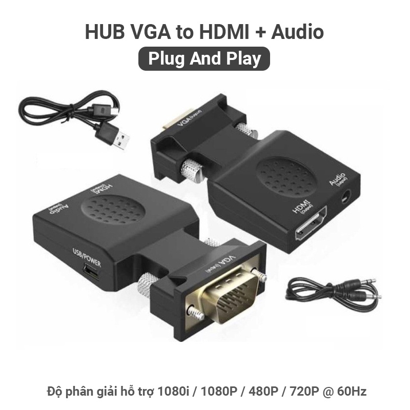 Hub đầu bộ chuyển đổi ngõ VGA sang HDMI có âm thanh Audio HL179