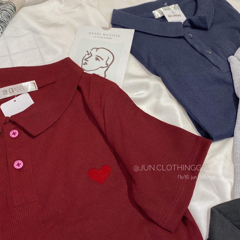 CRT Croptop Polo tim thêu - JUNclothing ảnh chụp thật