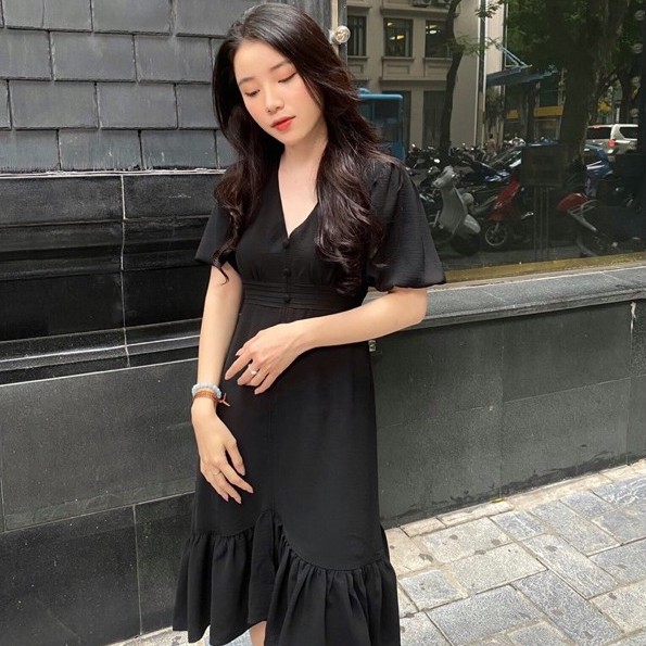 [XẢ LỖ] VÁY ĐẦM NỮ - Hàng thiết kế 2 lớp vải đũi tay bồng dáng xinh 3 màu  đen, trắng, be | BigBuy360 - bigbuy360.vn