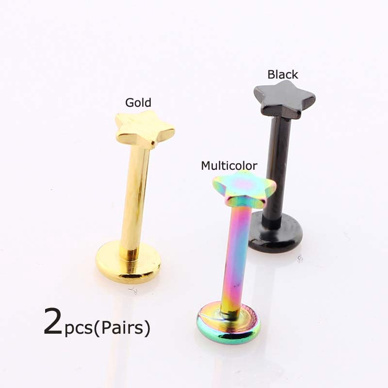 Set 2 Khuyên Môi 16g Bằng Thép Không Gỉ Cá Tính