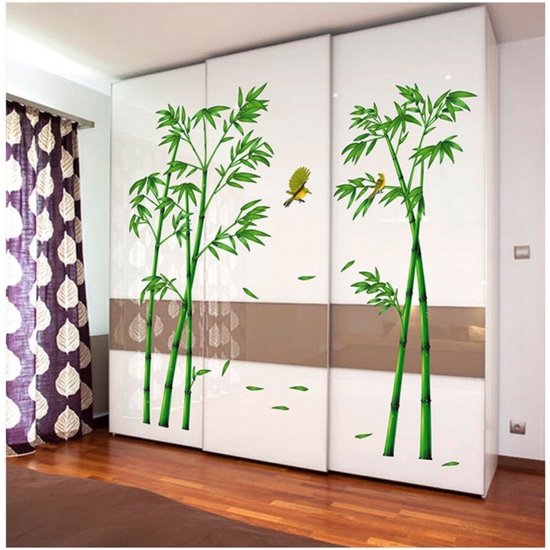 Tranh dán tường, Decal dán tường trúc xanh, chất liệu cao cấp.