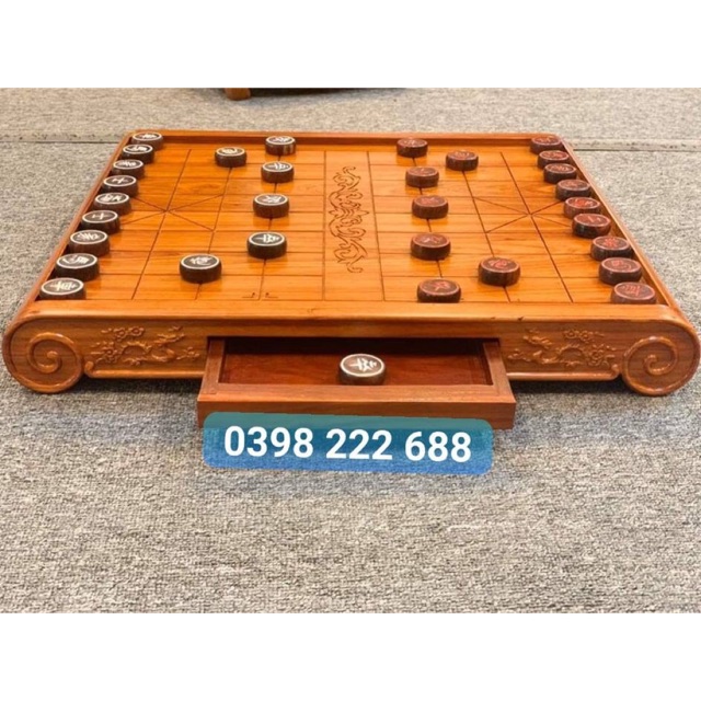 Bàn cờ tướng, mẫu bàn cờ gỗ Hương hàng cao cấp chân quỳ triện hoa mai (chưa bao gồm quân)