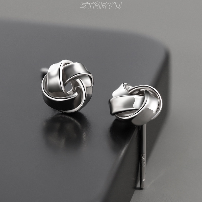 Bông Tai Mạ Bạc 925 Hình Lục Giác Xoắn Ốc Phù Hợp Cho 24 Tiếng