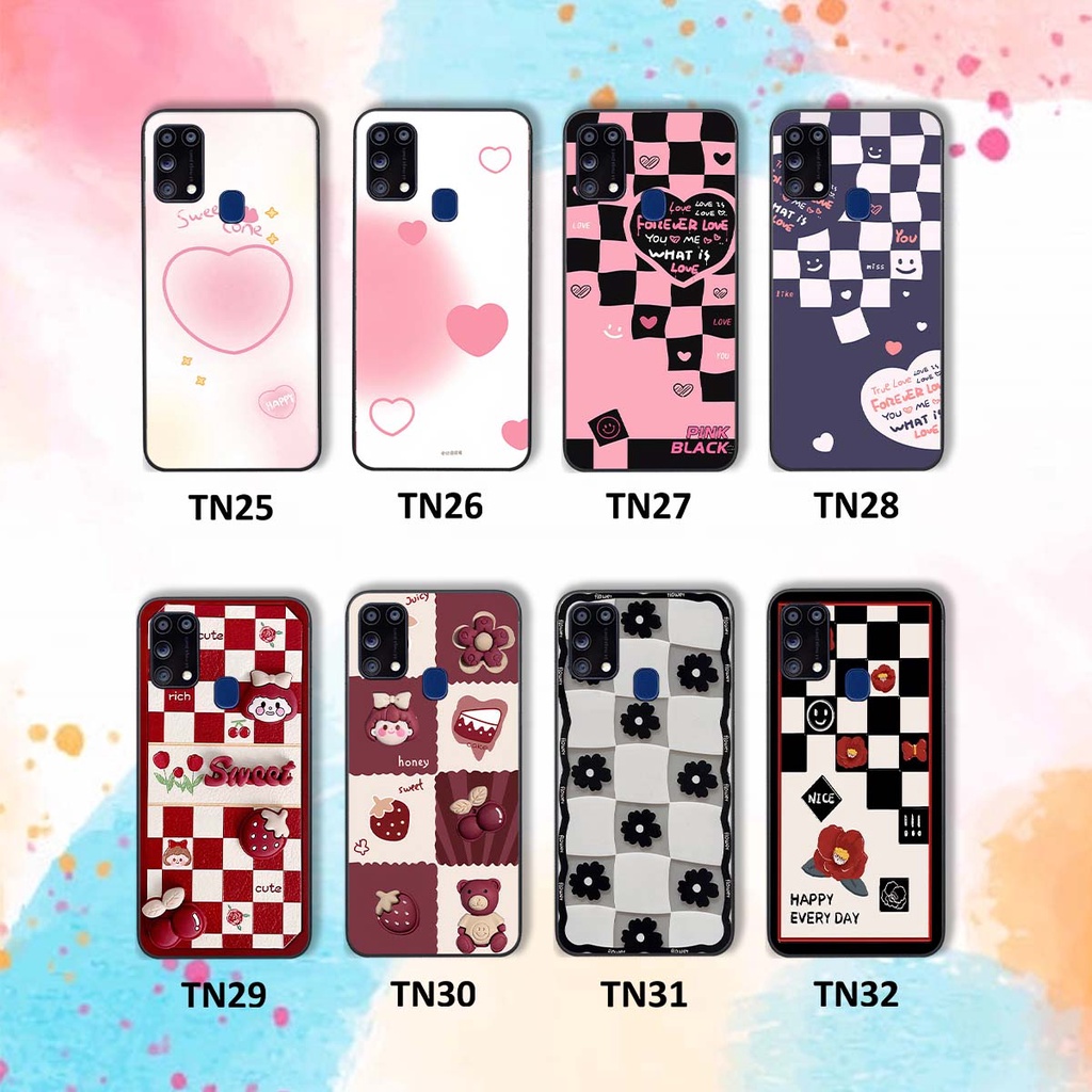 Ốp Samsung M31 in hình trái tim, caro kẹo ngọt đầy cá tính siêu đẹp siêu chất
