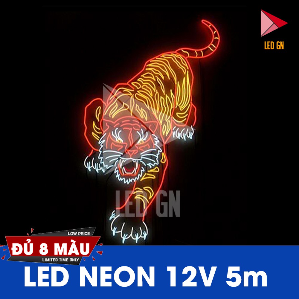 LED Dây Neon Dẻo 12V 5m - Đủ 8 Màu