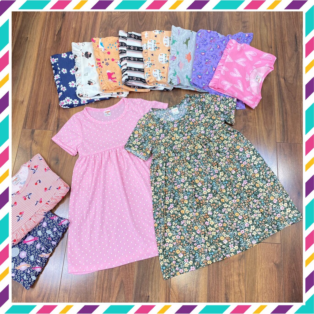 Váy bé gái cotton VNXK, váy size đại, váy babydoll thoáng mát thấm mồ hôi cho bé gái 5 - 14 tuổi