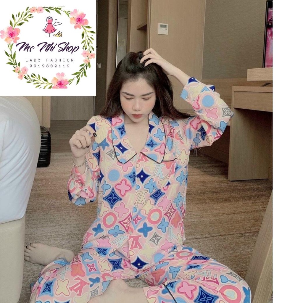 Bộ Đồ Ngủ Pijama- Bộ Lụa Tay Dài Tiểu Thư Cao Cấp  [Siêu Đẹp] [Hình thật]